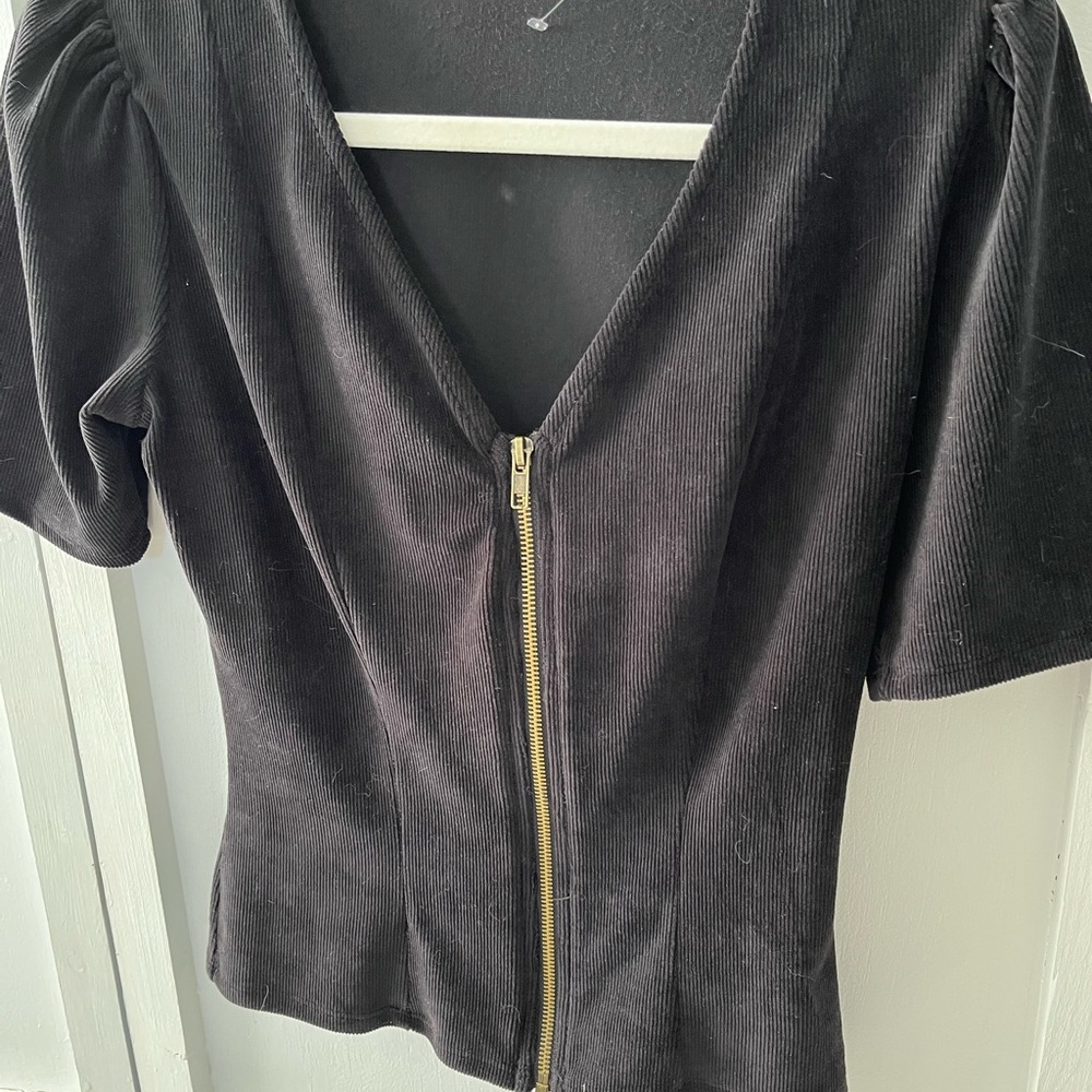 Bohme Ribbed Zip Front Top XS